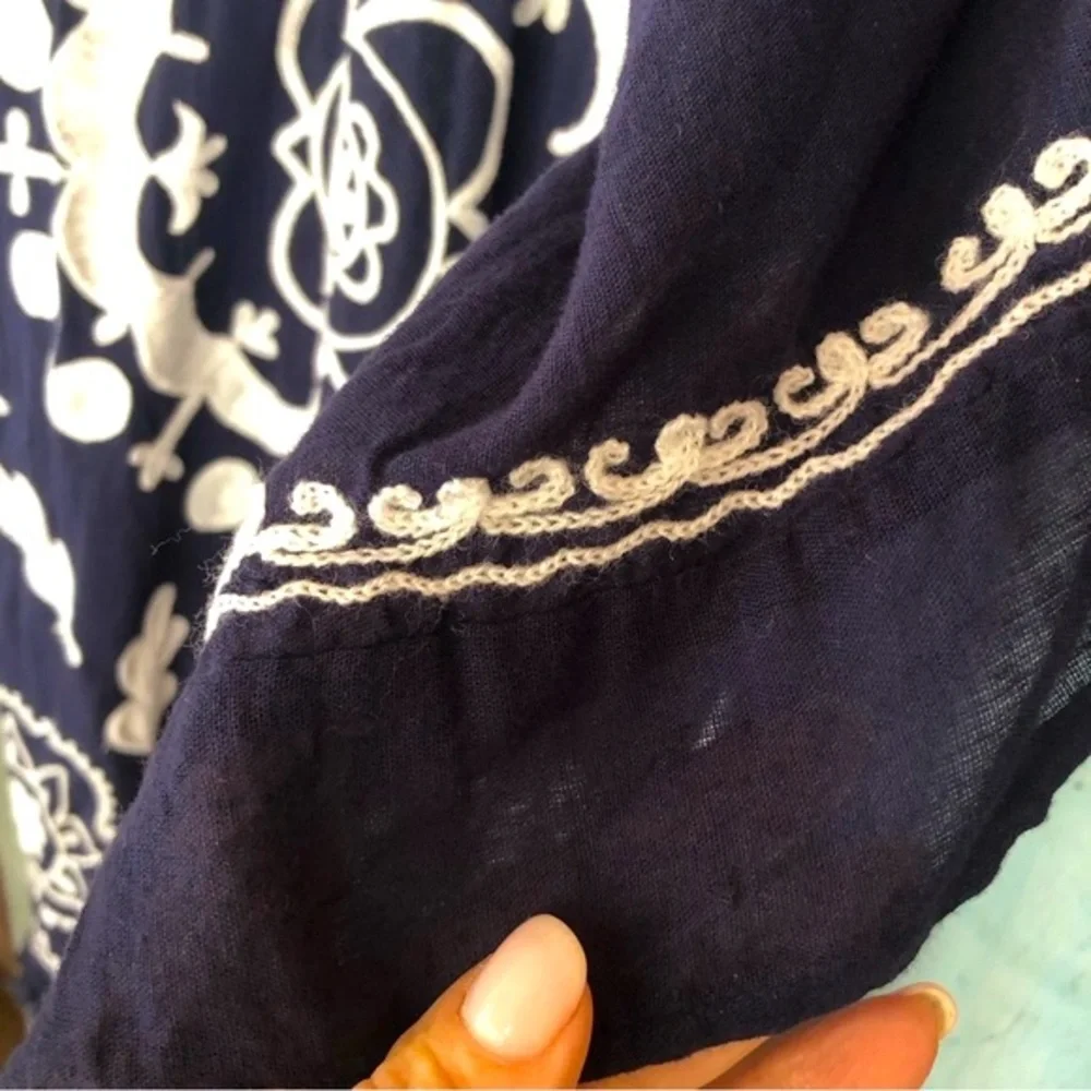 Very boho Ruby YaYa navy & white beach dress/cover up with braided embroidery - Picture 4 of 16